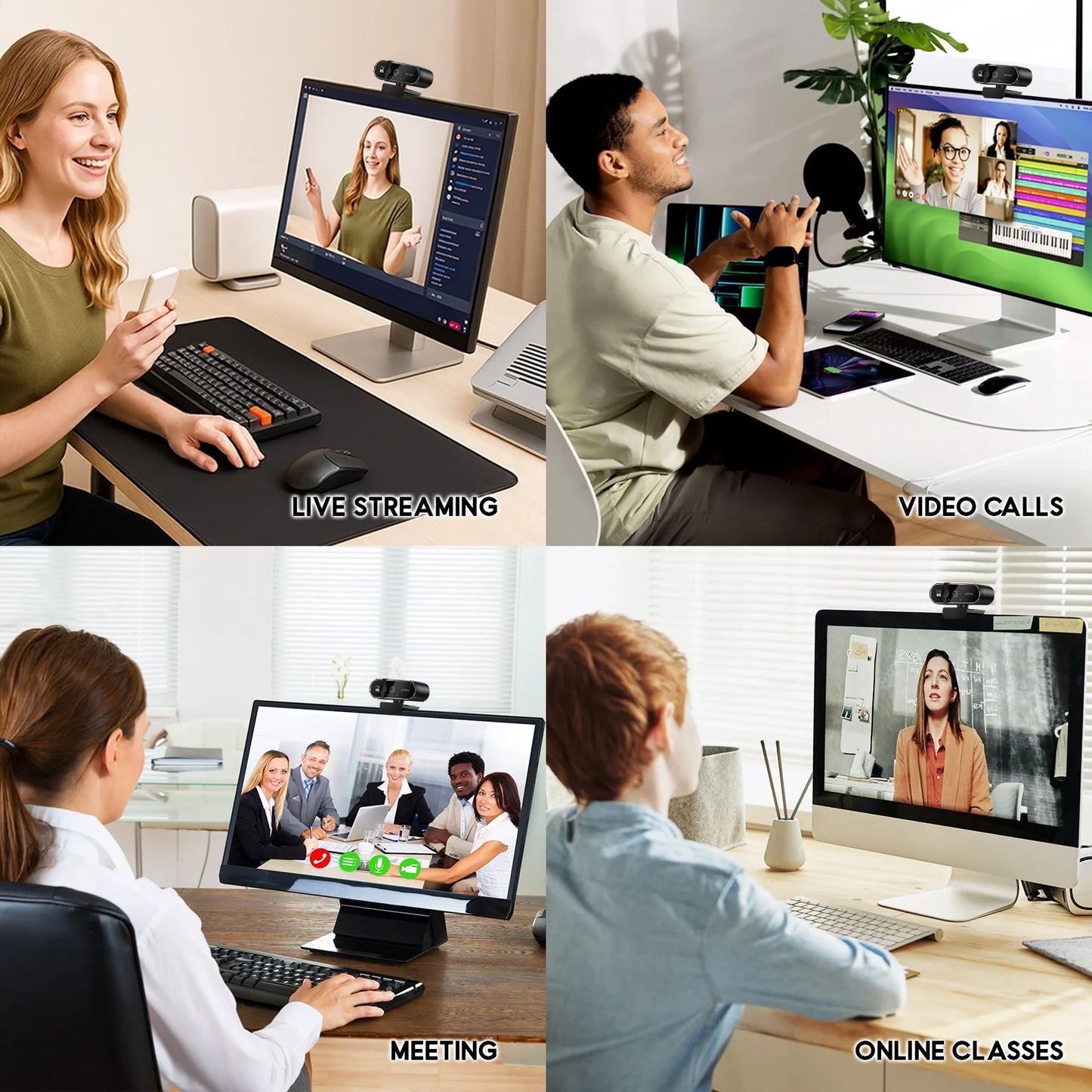 🖥️ Atzeste 4K Ultra HD Autofocus Webcam with Mics – Wide-Angle USB Camera for Streaming, Gaming & Video Calls