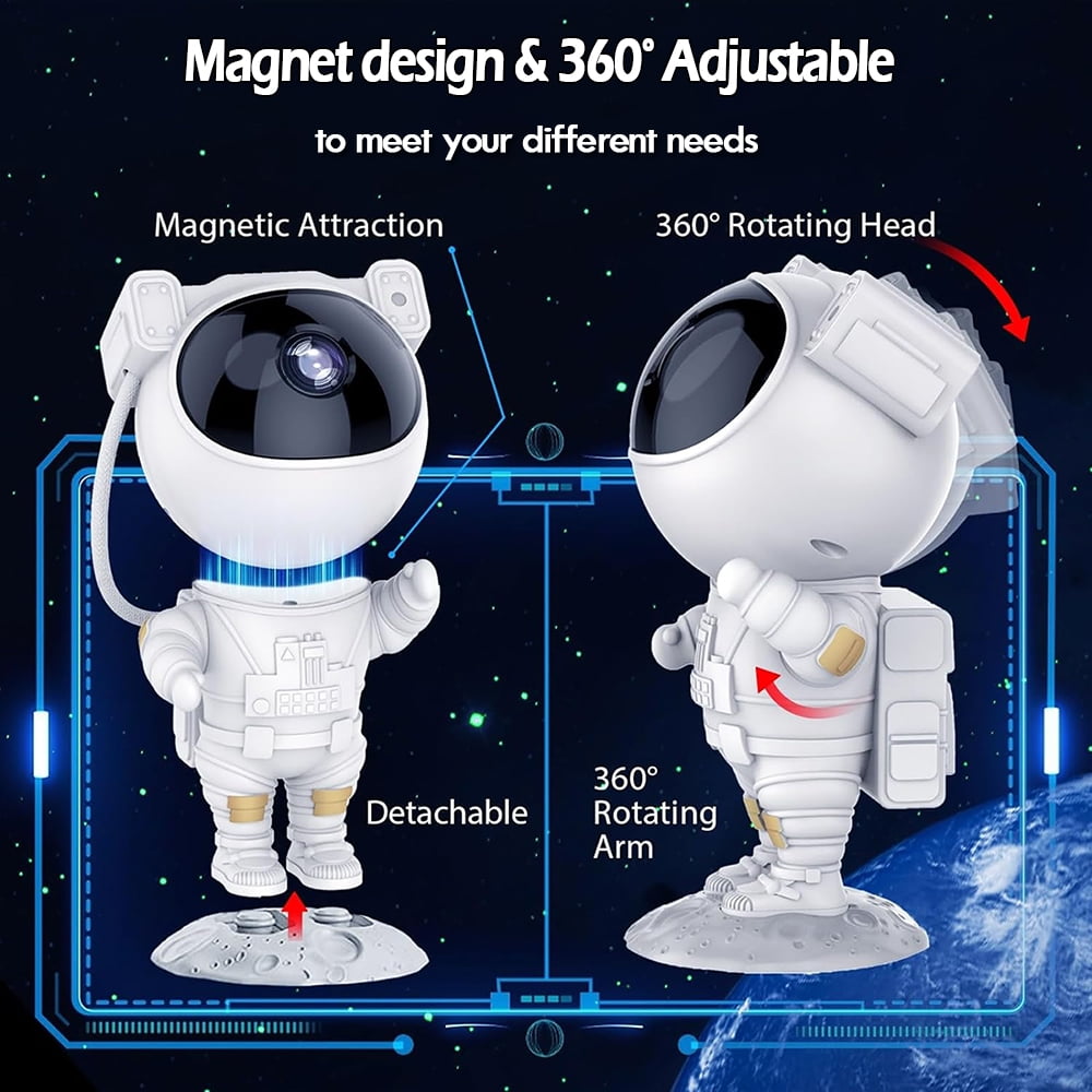 🧑🚀 Astronaut Galaxy Star Projector — Starry Sky Night Light with Remote Control, 360° Adjustable Nebula Lamp for Kids & Adults Bedroom Decor