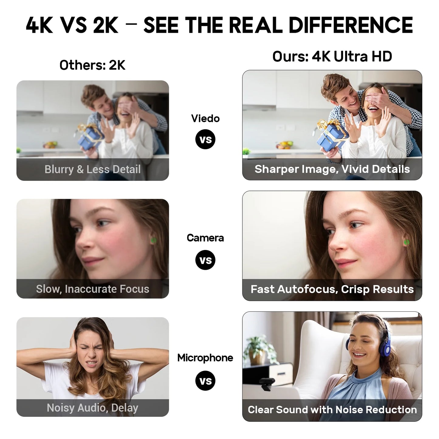 🖥️ Atzeste 4K Ultra HD Autofocus Webcam with Mics – Wide-Angle USB Camera for Streaming, Gaming & Video Calls
