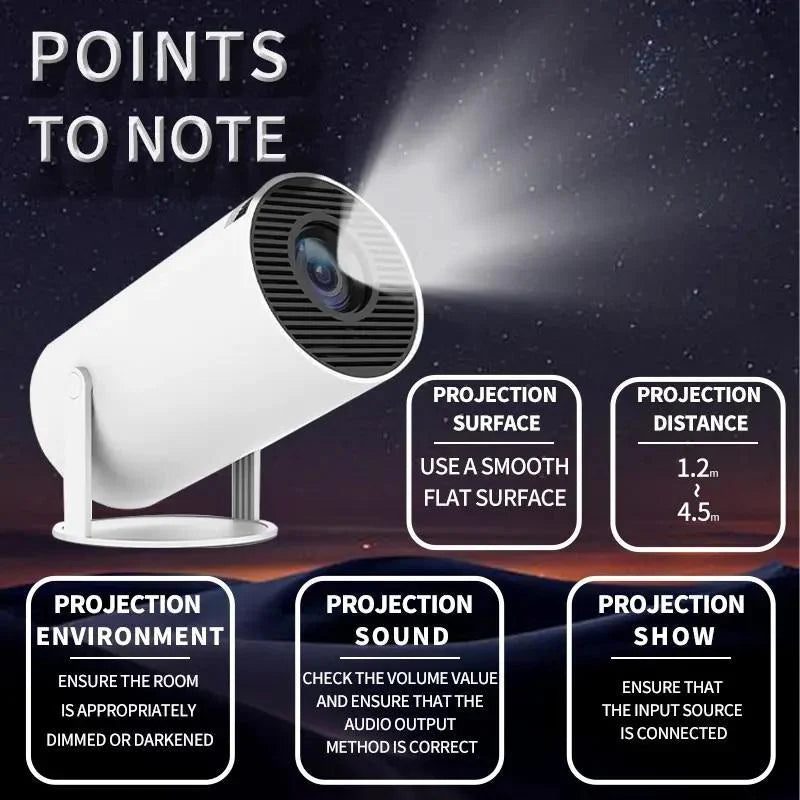 Sleek Portable Projector with Remote – WiFi & Bluetooth Ready for Home or Outdoors