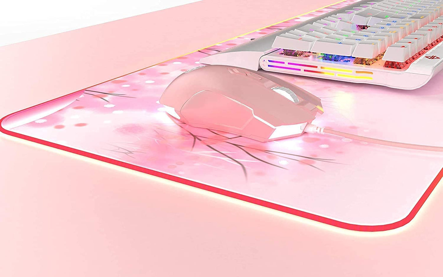 AJ52 RGB Wired Gaming Mouse (Pink) – 7 Programmable Buttons, 200–4800 DPI Adjustable, Ergonomic USB Computer Mouse with Dynamic RGB Lighting, Non-Slip Grip, and Driver Customization for PC & Laptop