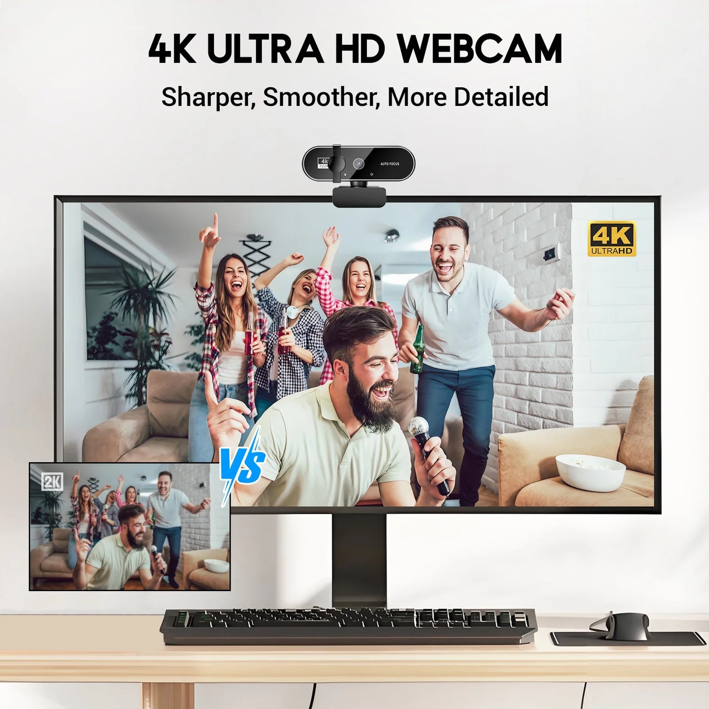 🖥️ Atzeste 4K Ultra HD Autofocus Webcam with Mics – Wide-Angle USB Camera for Streaming, Gaming & Video Calls