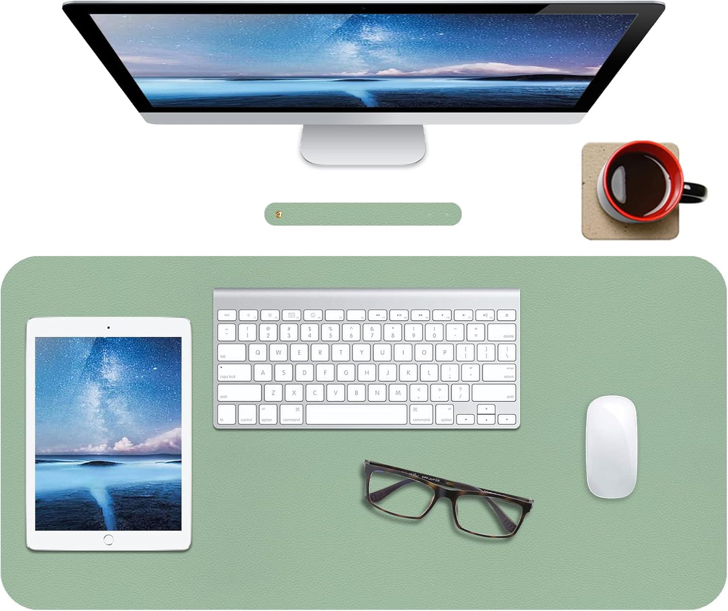 π Leather Desk Pad Protector β Waterproof, Non-Slip, Writing & Mouse Mat (30" x 14", M-Green)