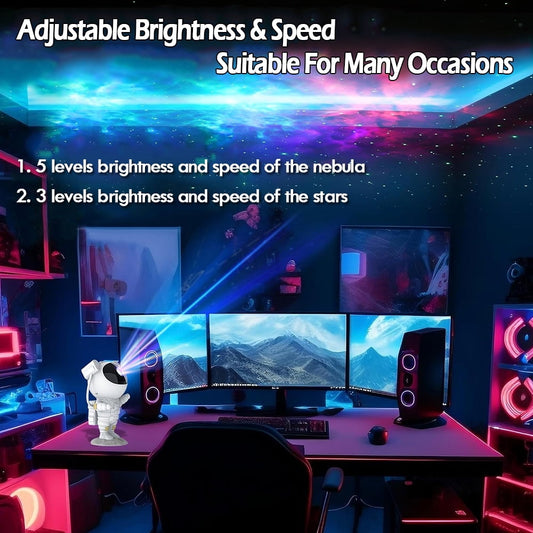 🧑‍🚀 Astronaut Galaxy Star Projector — Starry Sky Night Light with Remote Control, 360° Adjustable Nebula Lamp for Kids & Adults Bedroom Decor