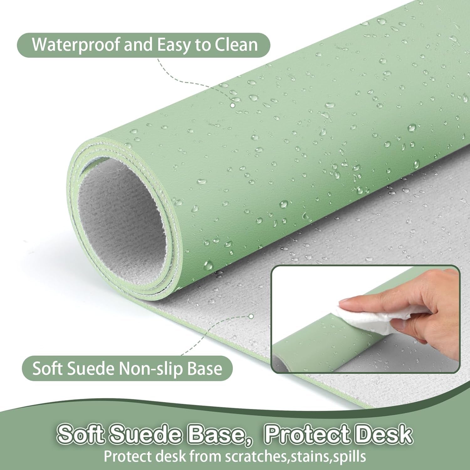 🖋 Leather Desk Pad Protector – Waterproof, Non-Slip, Writing & Mouse Mat (30" x 14", M-Green)
