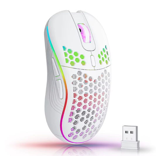 🎮 2.4G Wireless RGB Gaming Mouse – Ergonomic Honeycomb Design, 6 Buttons, Adjustable DPI, Type-C Rechargeable