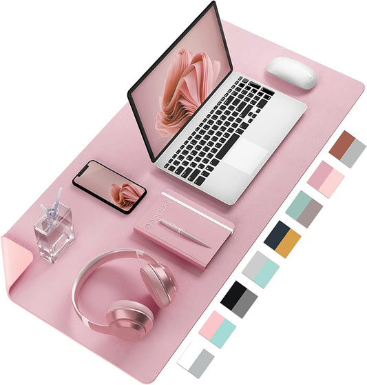 Aothia Dual-Sided PU Leather Desk Pad(23.6" x 13.7") – Waterproof, Non-Slip Office Desk Mat & Large Mouse Pad | Reversible, Easy to Clean, Durable Desk Protector for Home & Work (Purple/Lavender)