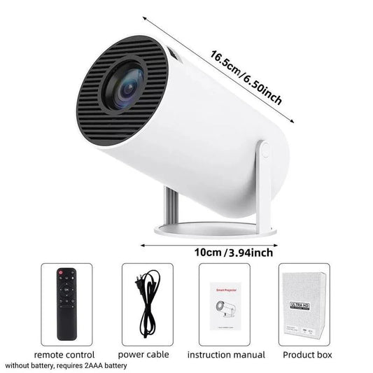 Sleek Portable Projector with Remote – WiFi & Bluetooth Ready for Home or Outdoors