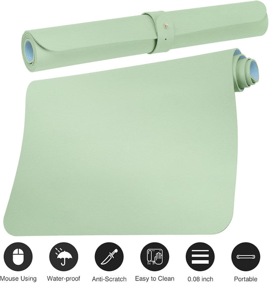 🖋 Leather Desk Pad Protector – Waterproof, Non-Slip, Writing & Mouse Mat (30" x 14", M-Green)