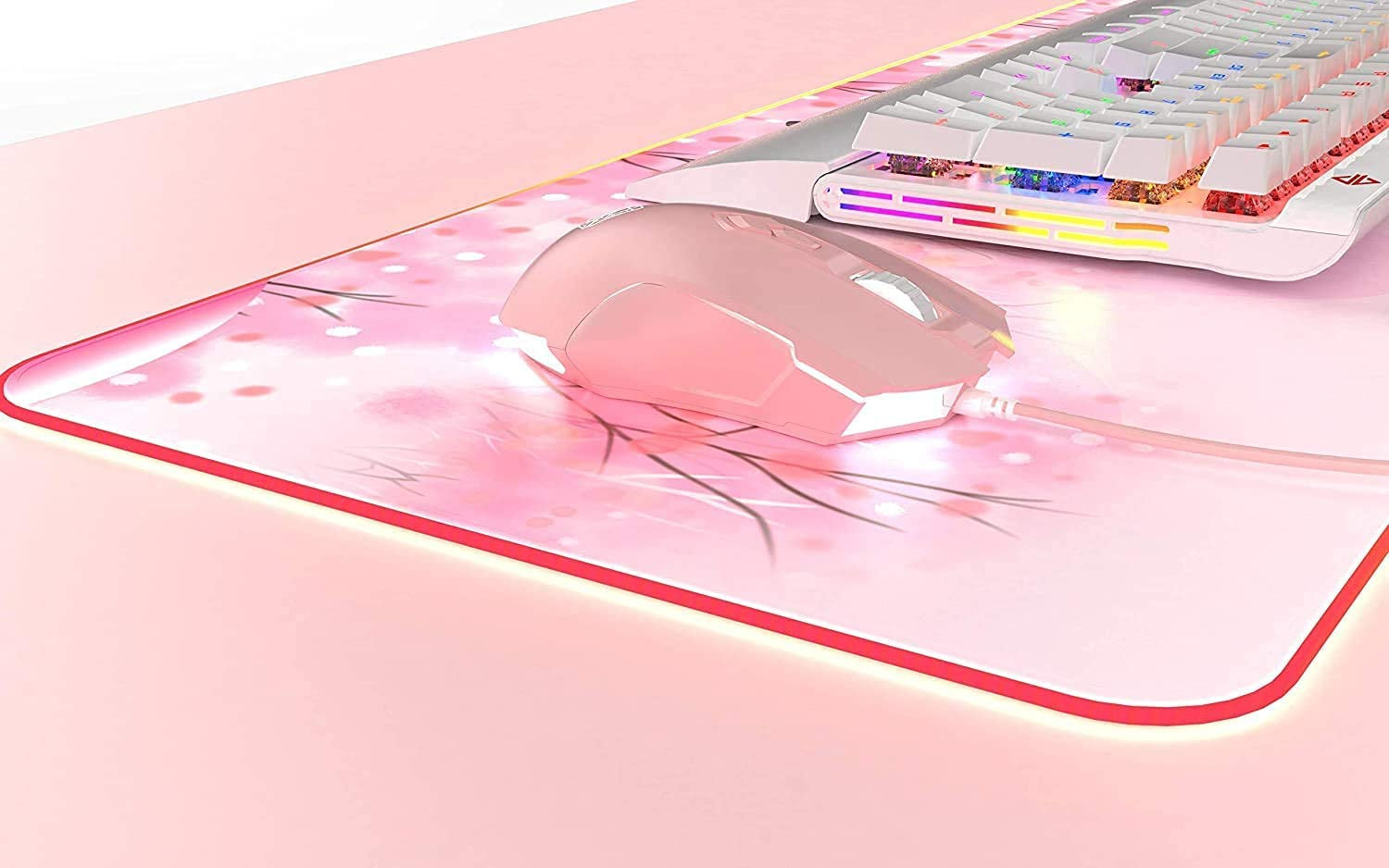 AJ52 RGB Wired Gaming Mouse (Pink) – 7 Programmable Buttons, 200–4800 DPI Adjustable, Ergonomic USB Computer Mouse with Dynamic RGB Lighting, Non-Slip Grip, and Driver Customization for PC & Laptop