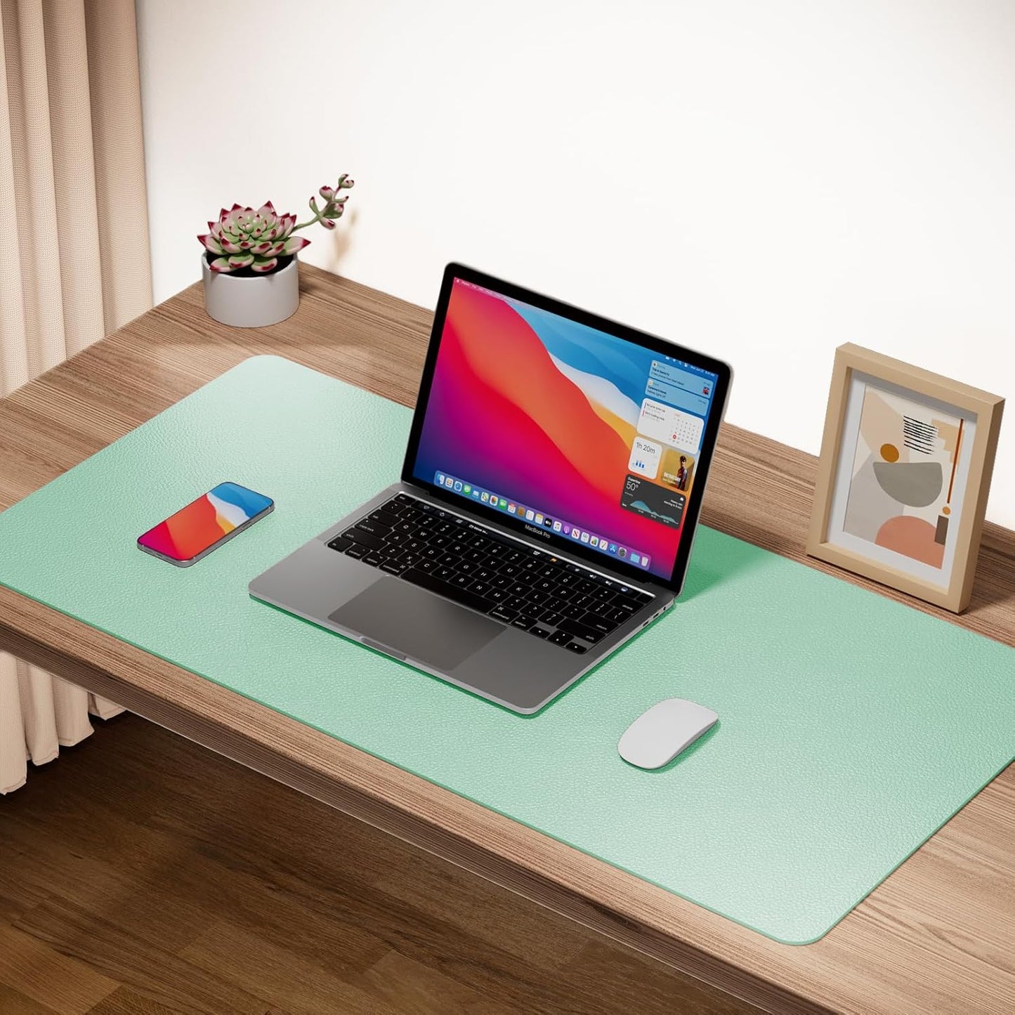 🖋 Leather Desk Pad Protector – Waterproof, Non-Slip, Writing & Mouse Mat (30" x 14", M-Green)