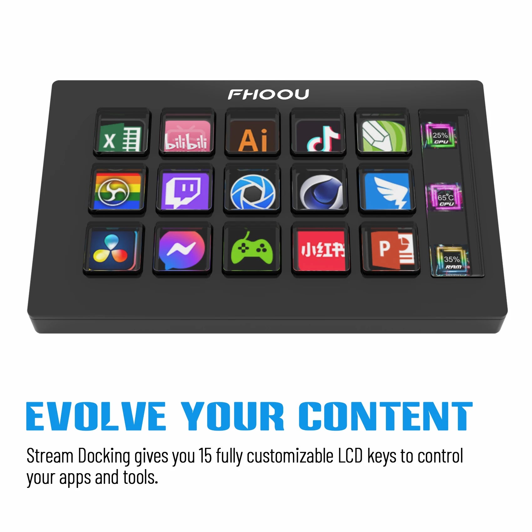 🎮 StreamDeck Mini 15-Key Visual Keyboard — Customizable LCD Macro Controller for Streaming, Gaming, and Content Creation (Windows/Mac)